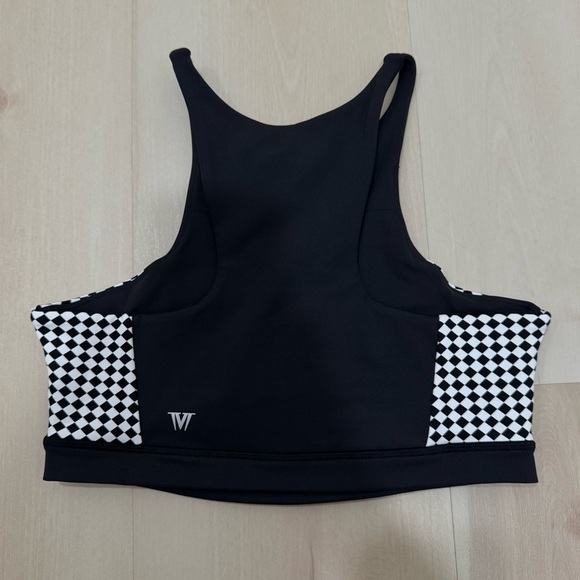 IVL Collective Sport Bra Black White Checkered Front Zip Women's 6 Workout - Picture 9 of 12